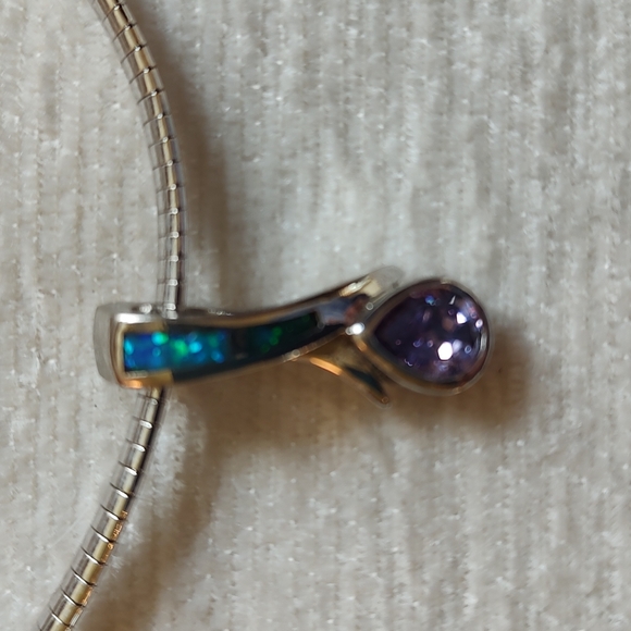 💲 SALE 💲⭐ Authentic SS Omega Chain AND Amethyst/Opal Pendant ⭐ - Picture 5 of 7